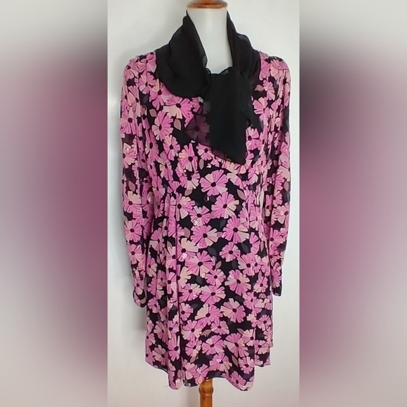 RETRO FLORAL SILK DRESS - Picture 2 of 13
